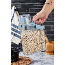 1.8 L Kapaklı Sıvı ve Toz Deterjan Saklama Kabı, Banyo Organizeri, Mavi Tek Ebat