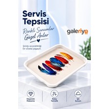 Blackstar Renkli Kuş Tüyü Desenli Orta Boy Servis Tepsisi