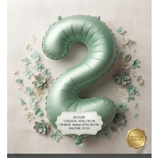 Çavuş E-Ticaret 2 Rakam Pastel Yeşil Rakam Folyo  Balon Retro Renk Yeşil 2 Yaş Doğum Günü Folyo Balonu