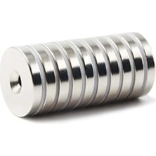 Dünya Magnet 10 Adet 30 mm x 10/5 mm x 6 mm Havşa Delikli Güçlü Neodyum Mıknatıs