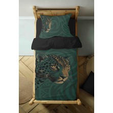 Luvis Store Shadow Leopard - Leopar Desenli Tek Kişilik Hibrit Nevresim Takımı - Çarşafsız