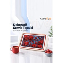 Blackstar Servis Tepsisi Büyük Boy 1 Adet (Kırmızı Çiçek)