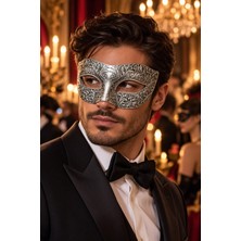 Dodomar Erkek Gümüş Venedik Balo Maskesi Halloween Parti Maskesi Cadılar Bayramı Davet Kostüm Aksesuarı