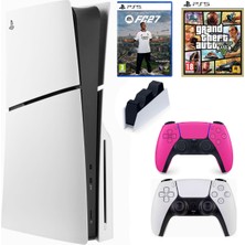 Sony Playstation 5 Slim CD En Yeni Versiyon ( Cfı- 2116 )+ 2.kol Dualsense Pembe +Şarj Istasyonu+ Gta 5+FC27 (Ithalatçı Garantili)