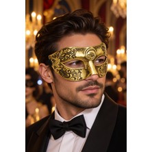 Dodomar Erkek Gold Venedik Balo Maskesi Halloween Parti Maskesi Cadılar Bayramı Davet Kostüm Aksesuarı