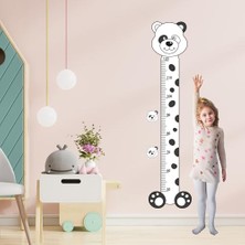 Panda Temalı Çocuk Boy Ölçer Sticker, Siyah Beyaz Minimal Duvar Dekoru