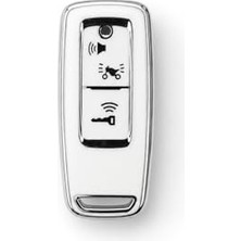 Autohan Keys Honda Pcx 2021-2025 Uyumlu Anahtar Kumanda Koruma Kılıfı; Beyaz-Gümüş Renk, Premium Kalite