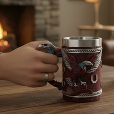 Keyfim Shop Kartal Temalı 3D Kabartmalı Paslanmaz Çelik Kupa Bardak