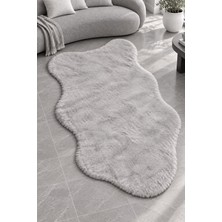 Dekoset Home Tavşan Tüyü Düz Post Gri Yumuşak Yıkanabilir Tabanlı Peluş Halı