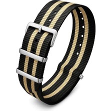 18 Mm-20 Mm-22 Mm-24 mm Nato Kumaş Tekstil Saat Kordonu Kayışı N32NYL3-BKR