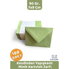 İstisna 100 Adet Açık Yeşil 7x9 cm Küçük Zarf 90 Gr. Kendinden Yapışkanlı Minik Kartvizit ve Davetiye Zarfı