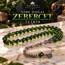 Lotus Atölye ve İyi Yaşam Merkezi %100 Doğal Zebercet (Peridot) Tesbih – 8 mm Ultra Lüks Özel Tasarım