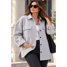 Be Atölye Butik Kadın %100 Pamuk Flanel Gömlek Ceket Çift Cepli Rahat Kalıp Oversize Sonbahar Kış