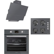 Opall 15 Program Ankastre Metalik Gri Set (B66-SGF3 Opall Fırın + 40TAHDF Opall Ocak + 835 Op