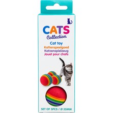 Cats Collection Kedi Oyuncak Topu 3'lü Renkli Sünger Top 35 mm