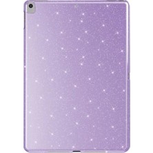 Apple iPad 10.2 2021 (9.nesil) Simli Parlak Görünümlü Koton Tablet Kılıfı Lila