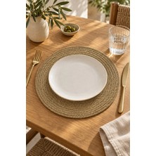 Miabella Home Hasır Supla, Amerikan  Servis, Hasır Jüt Örgü Supla,yuvarlak,tabak Altlığı 33 x 33  cm