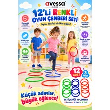 Avessa OYÇ-100 12’li Renkli Oyun Çemberi Seti - Dayanıklı Plastik - Hafif ve Güvenli - Renkli Tasarım
