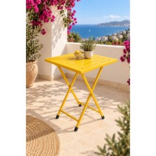 Eportatif Katlanır Metal Balkon Bahçe Bistro Masa 50X50 cm Kare Masa 75 cm Mint Yeşili 1645