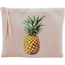 Ananas Baskılı Makyaj Çantası Bej LH793264290138412376123