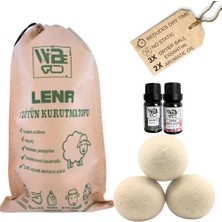 %100 Merinos Yünü Kurutma Topu 3'lü Set ve 2'li Özel Koku Esansı