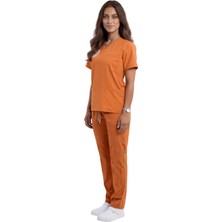Nutrix Uniforma Nutrix Üniforma Turuncu Logolu Klinik Destek Forması Yarasa Kol Likralı Scrubs Kadın (Yeni Yönetmeliğe Uygun-Orange)