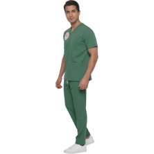 Nutrix Uniforma Nutrix Üniforma Yeşil Logolu Ameliyathane Hizmetleri Personeli Üniforması Yarasa Kol Likralı Scrubs Erkek