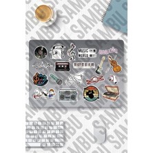 Müzik Temalı Sticker Etiket Seti - Music Sticker - Laptop Notebook Telefon