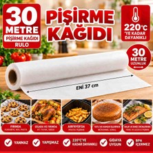 Optimex Pişirme Kağıdı 30 Metre 37 cm Genişlik Yanmaz Yapışmaz Fırın Kağıdı 220°C Isıya Dayanıklı Bpa Içermez