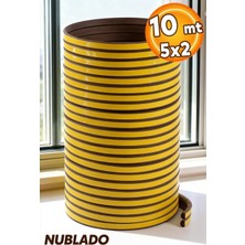 Nublado Yapışkanlı Kapı - Pencere Bandı Fitili Soğuk Izolasyon Kauçuk Bantları 5x2=10 Metre (Kahverengi)