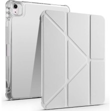 iPad Air 11 2025 M3 Uyumlu Tri Folding Kalem Bölmeli Standlı Kılıf Gri