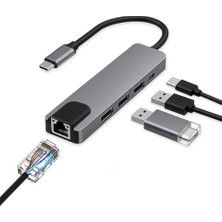 USB C 5in1 Çoğaltıcı Adaptör, 4K Hdmı, Gigabit Lan, Usb-C Pd, 2× USB 3.0 Portlu Type-C Hub, Laptop, MacBook ve Chromebook Uyumlu, ZR34