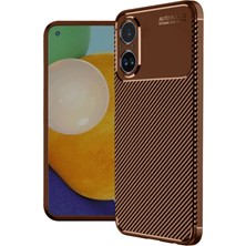 Uryport Realme 12 Lite Kılıf Auto Focus Karbon Kapak - Kahverengi
