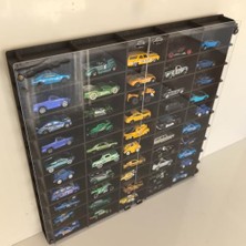 Oyuncak, Pleksi Kapaklı 1/64 Ölçek 50ARAÇ Hotwheels Matchbox Metal Araç Uyumlu Model Araba Rafı-Eskitme Siyah