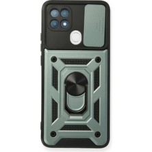 Uryport Oppo A15 Kılıf Pars Lens Yüzüklü Silikon - Yeşil
