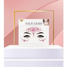 Pembe Renkli Kendinden Yapışkanlı Kristal Yüz Taşı Face Sticker