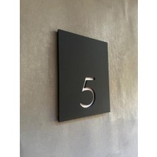 5 Siyah Mat Kendinden Yapışkanlı Apartman ve Otel Kapı Numarası