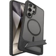 [frost-Stand] Samsung Galaxy S24 Ultra Için Kılıf Yatay Stantlı Manyetik [magsafe ile Uyumlu] S24 Ultra Koruyucu Darbeye Dayanıklı Arkası Sert ve Yarı Saydam Samsung S24 Ultra Kılıf (Siyah)