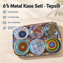 PratikBir Tepsili 6'lı Metal Kase Seti / Çerezlik
