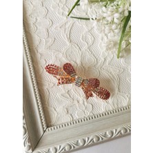Halley Concept Pembe Taşlı Işıltılı Fiyonk Otomatik Toka 8x2,5 cm Rose