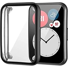 Kılıf, Huawei Watch Fit 2 Akıllı Saat ile Uyumlu Tpu Çerçeveli Tam Kaplayan Toz ve Kirden Koruyan Ekran Koruyucu Çerçeveli (Siyah)