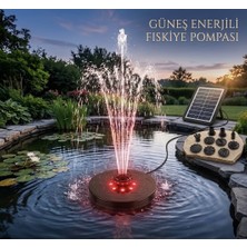Gaman Güneş Enerjili LED Işıklı Su Fıskiyesi Bahçe Gölet Havuz Dekorasyon & Farklı Başlıklı Püskürtme Gecede Çalışan Fıskiyesi
