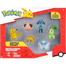 6'lı Paket 2 Inçlik Savaş Figürü: Pikachu, Joltik, Galarian Darumaka, Riolu, Chikorita ve Cleffa