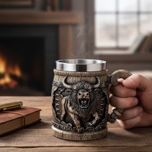 Keyfim Shop Boğa Figürlü 3D Kabartmalı Paslanmaz Çelik Kadeh Kupa