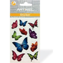 Store PM-957 Kelebekler Puffy Sticker, Puffy Çıkartma 7,5X11,5 cm