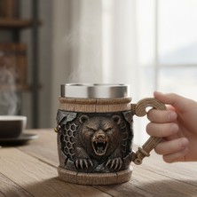 Keyfim Shop Ayı Figürlü 3D Kabartmalı Paslanmaz Çelik Kadeh Kupa