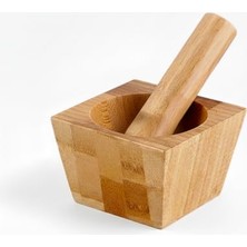 Kare Bambu Havan ve Tokmak Seti, Sarımsak ve Baharat Öğütücü
