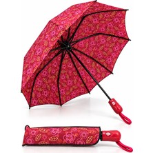 Modalucci 8 Telli Fiber Otomatik Şemsiye – Çiçek Desenli, Katlanabilir, Dayanıklı Unisex Yağmur Şemsiyesi