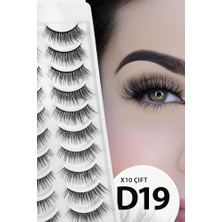 Doğal Görünümlü Ipek Bütün 10'lu Takma Kirpik Seti, 10 Çift, Model D19