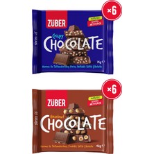 Züber Fındıklı Sütlü Çikolata 42G x 6 Adet + Pirinç Patlaklı Sütlü Çikolata 35G x 6 Adet